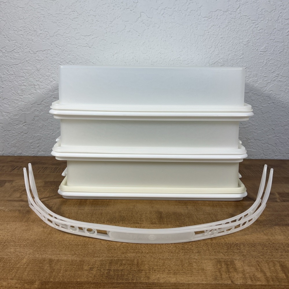 Lot Of 3 Vintage Tupperware Rectangular Sheet Cake Carrier 13"x9"